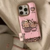 Niedliche Leopardenmuster-Schleife, schwarze Hello Kitty-Leder-Handyhülle für iPhone 17, Air 15, 14, 16, 17, Pro Max 13, Y2K, stoßfeste Abdeckung 4