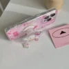 Koreanischer süßer rosa Engel Sexy Hello Kitty glänzende Handyhülle für iPhone 17, Air 13, 14, 15, 16, 17 Pro Max, Y2K, rosa Abdeckung mit Halterung 4