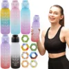 1000 ml Duft riechende Wasserflasche, tragbare Luft-Water-Up-Flasche, Duft-Strohhalm-Wasserbecher mit 1/7-Geschmackspad für Outdoor-Sportarten