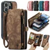 CaseMe Flip Leder Handyhülle für iPhone 17 Pro Max 16E 16 Plus 14 13 12 11 Brieftasche Karten Abdeckung für iPhone 17 Air XR XS X Coque