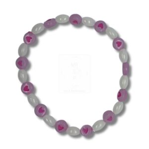 Leuchtperlenarmband mit Herzperlen – Weiß & Rosa