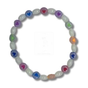 Buntes Leuchtperlenarmband mit weißen Basisperlen