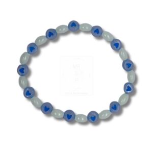 Blaues Herz-Leuchtperlenarmband – Handgefertigt