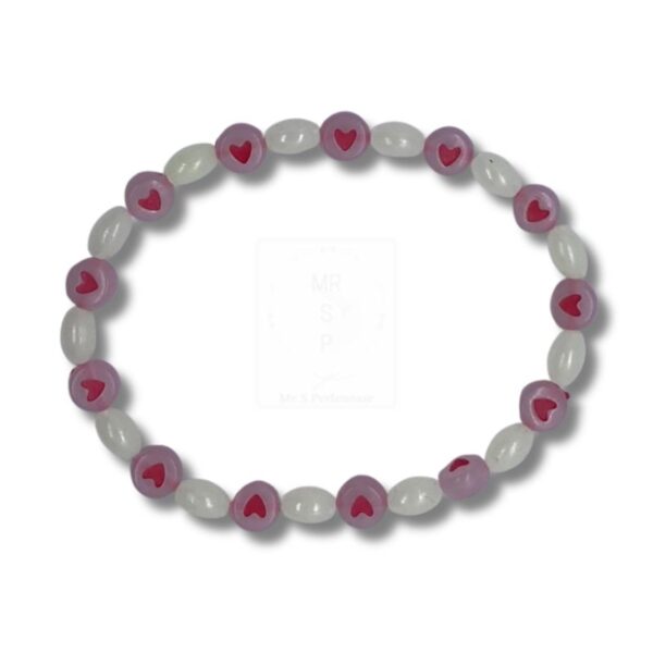Rosa Herz-Leuchtperlenarmband – Romantische Handarbeit
