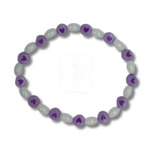 Lila Herz-Leuchtperlenarmband – Handgefertigt