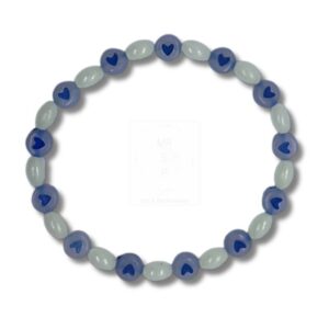 Blaues Herz-Leuchtperlenarmband – Edles Design in Handarbeit