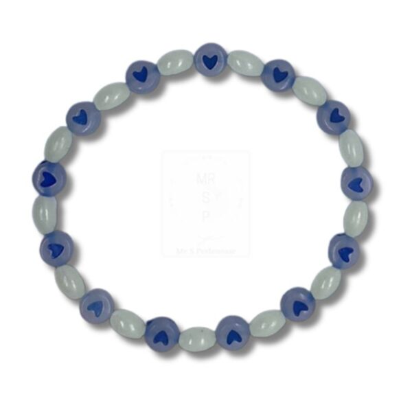 Blaues Herz-Leuchtperlenarmband – Edles Design in Handarbeit