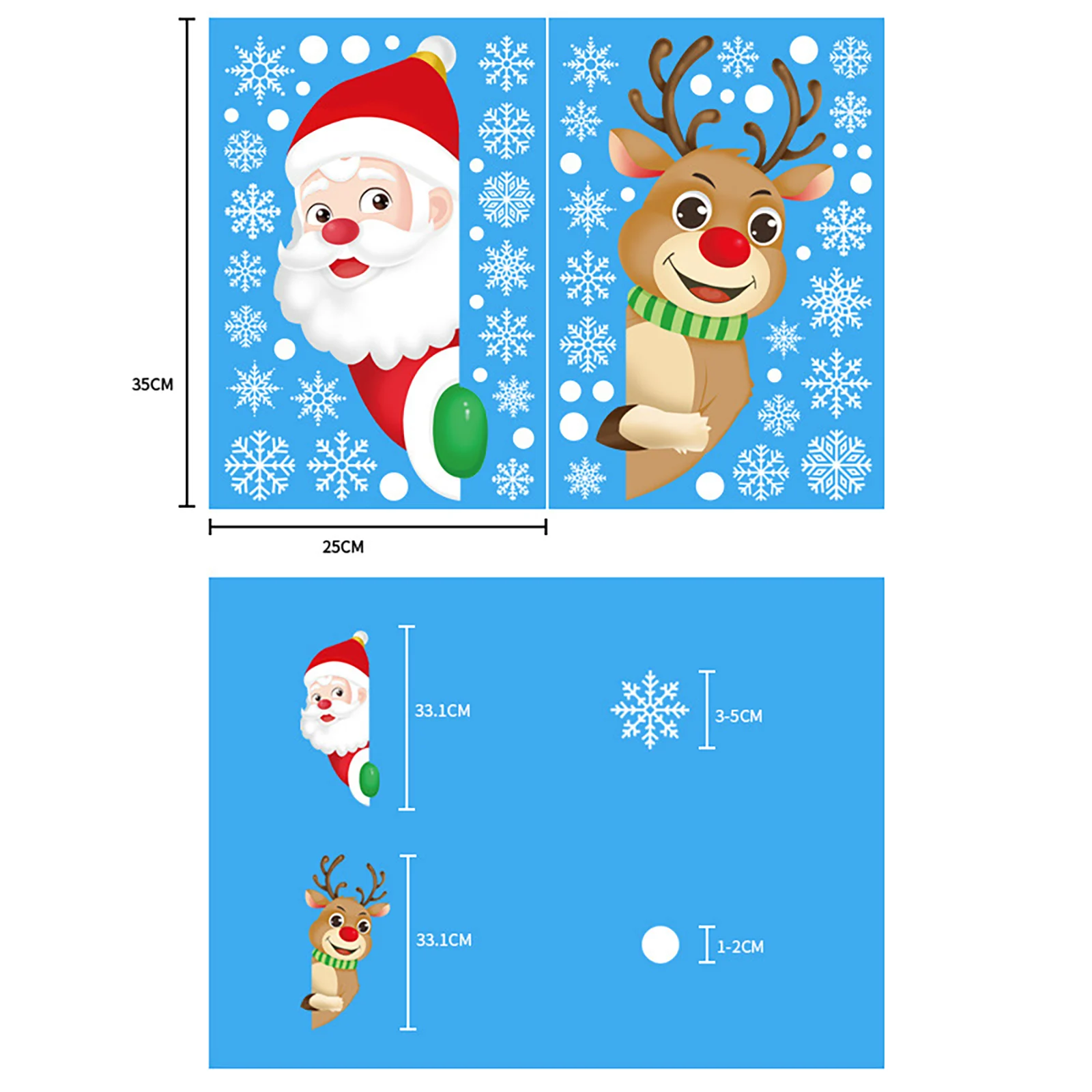 Weihnachten Fenster Aufkleber Set Santa Elch Schneeflocke Glas Cling Aufkleber Weihnachten Dekor 6
