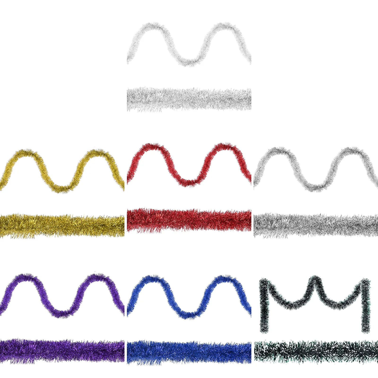 Weihnachts-Lametta-Girlande, bunt, glänzend, zum Aufhängen, Schnur-Ornament, silberne Weihnachtsgirlande für Weihnachtsbaum, Partyzubehör 2