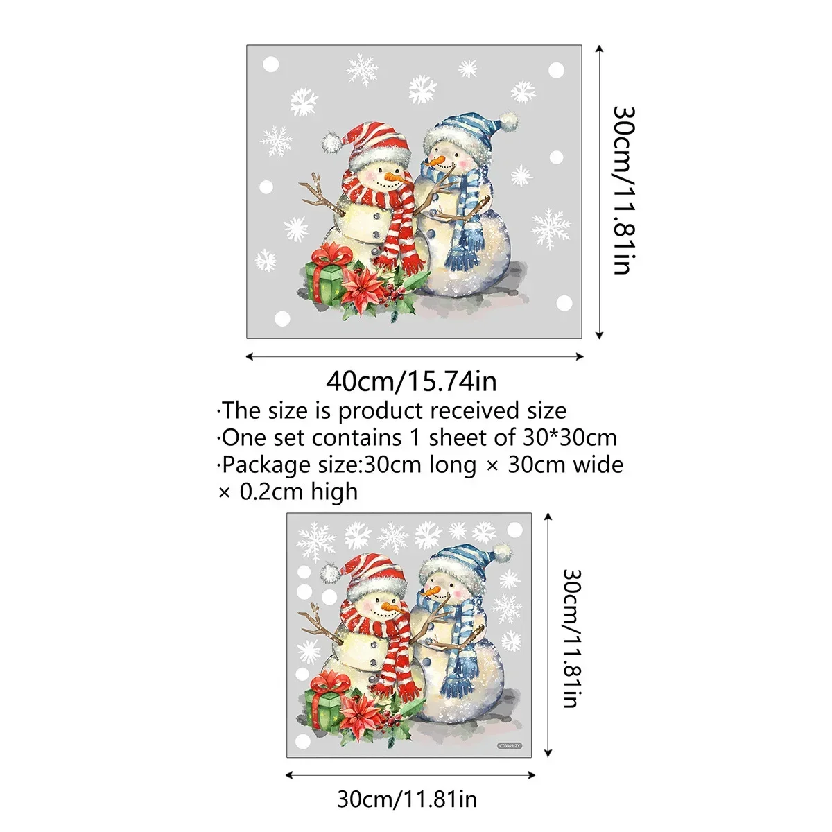 Fensteraufkleber für Neujahr, Cartoon-Schneemann, Weihnachten, Schneeflocke, Fenster-Wandaufkleber, Weihnachten 2024, dekorativer selbstklebender Aufkleber 5