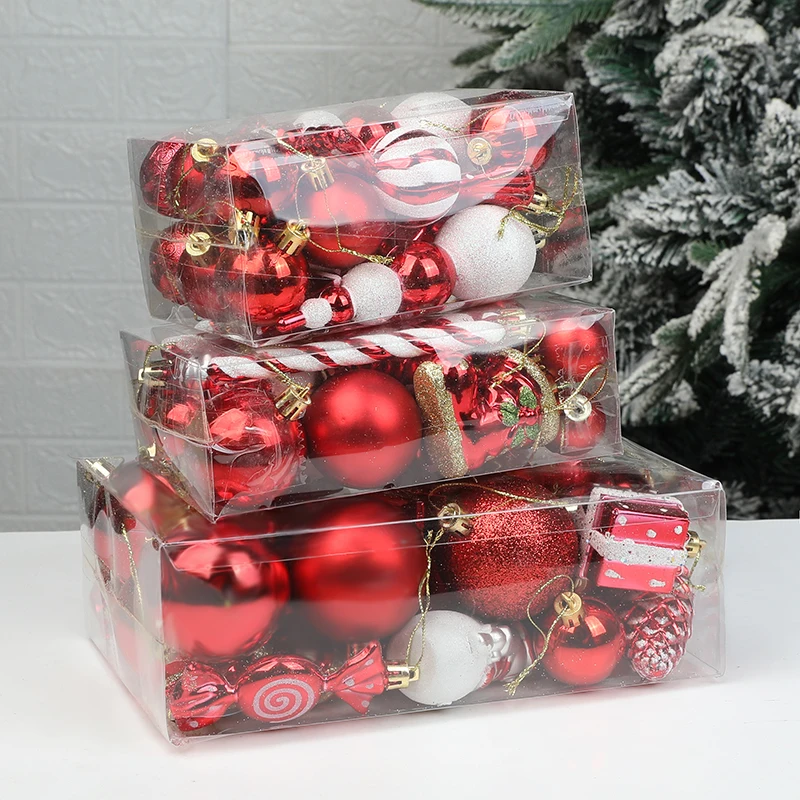 29/20 Stück Weihnachtsbaumkugeln, roter Zuckerstangen-Hängeornament, große Anhänger, Weihnachtsdekorationen für Zuhause, 2025, Navidad, Neujahr 2