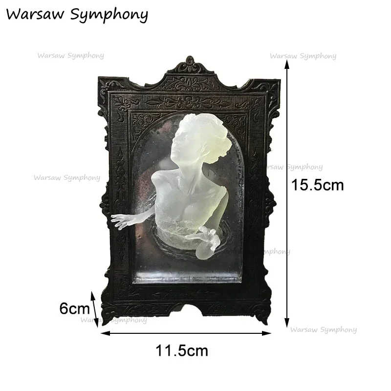 Harz Teufelshand Wanddekoration Gohtic Ghost im Spiegel Leuchtendes Kunsthandwerk Gruselige Requisiten Home Fotorahmen Dekor Halloween Geschenke 3