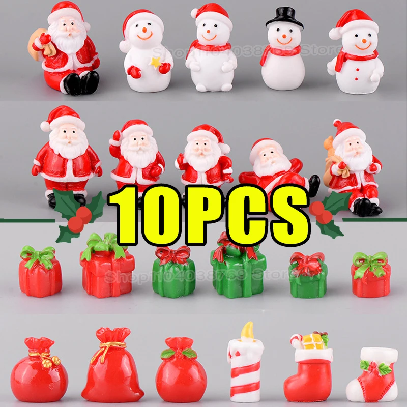 Mini-Statue, Cartoon, Weihnachtsmann, Schneemann, Kunsthandwerk, künstlicher Weihnachtsbaum, Tannenzapfen, fallender Schnee, Ornament, Heim-Festival-Dekoration