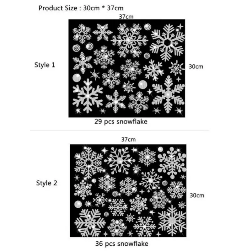 1/2/4PCS New Year wallpaper Christmas Glitter Snowflake Window Sticker electrostatic Wall Stickers Snowflake Door Glass Decor 3