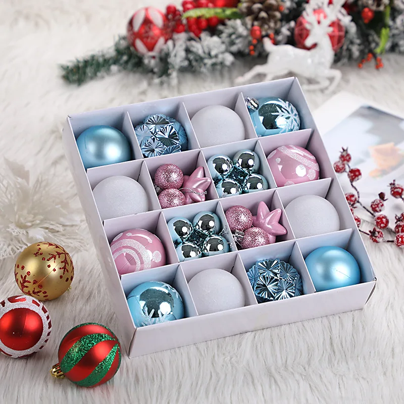 Weihnachten 3-6 cm Boxed Ball Anhänger 42 Stücke/44 Stücke Farbe Weihnachtsbaum Ball Dekoration Set Kreative Urlaub Geschenke für Freunde 3