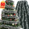 2/60M Weihnachten Lametta Band Grün Zuckerrohr Band Girlande DIY Weihnachten Baum Hängende Ornamente Hochzeit Hause Dekoration pendents