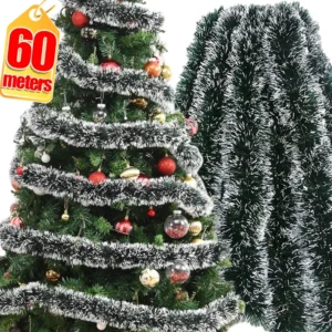 2/60M Weihnachten Lametta Band Grün Zuckerrohr Band Girlande DIY Weihnachten Baum Hängende Ornamente Hochzeit Hause Dekoration pendents