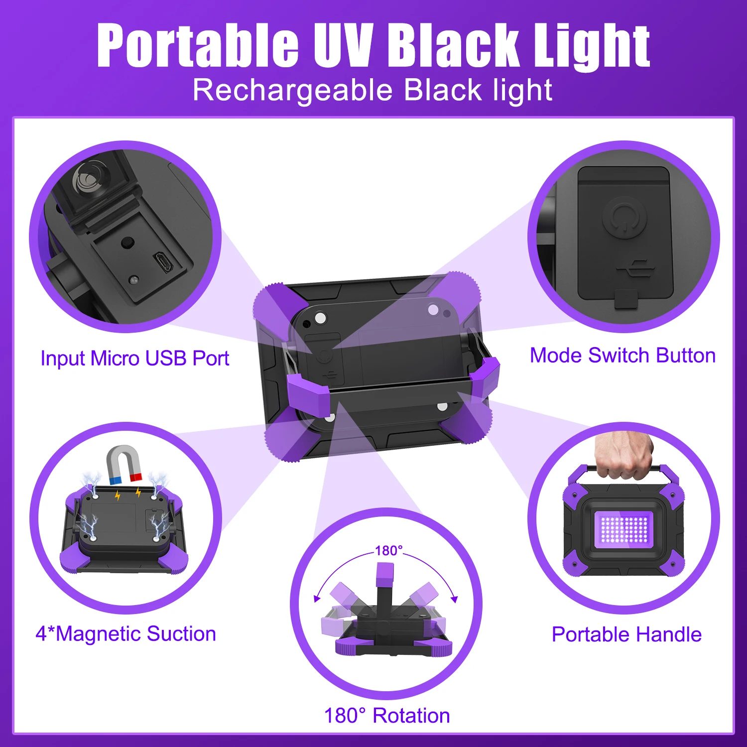 1/2 PCS LED UV Schwarz Lichter Arbeit Licht Bühne Schwarzlicht Ultraviolett Flut Effekt Licht für Halloween Weihnachten Dance DJ Disco Party 6