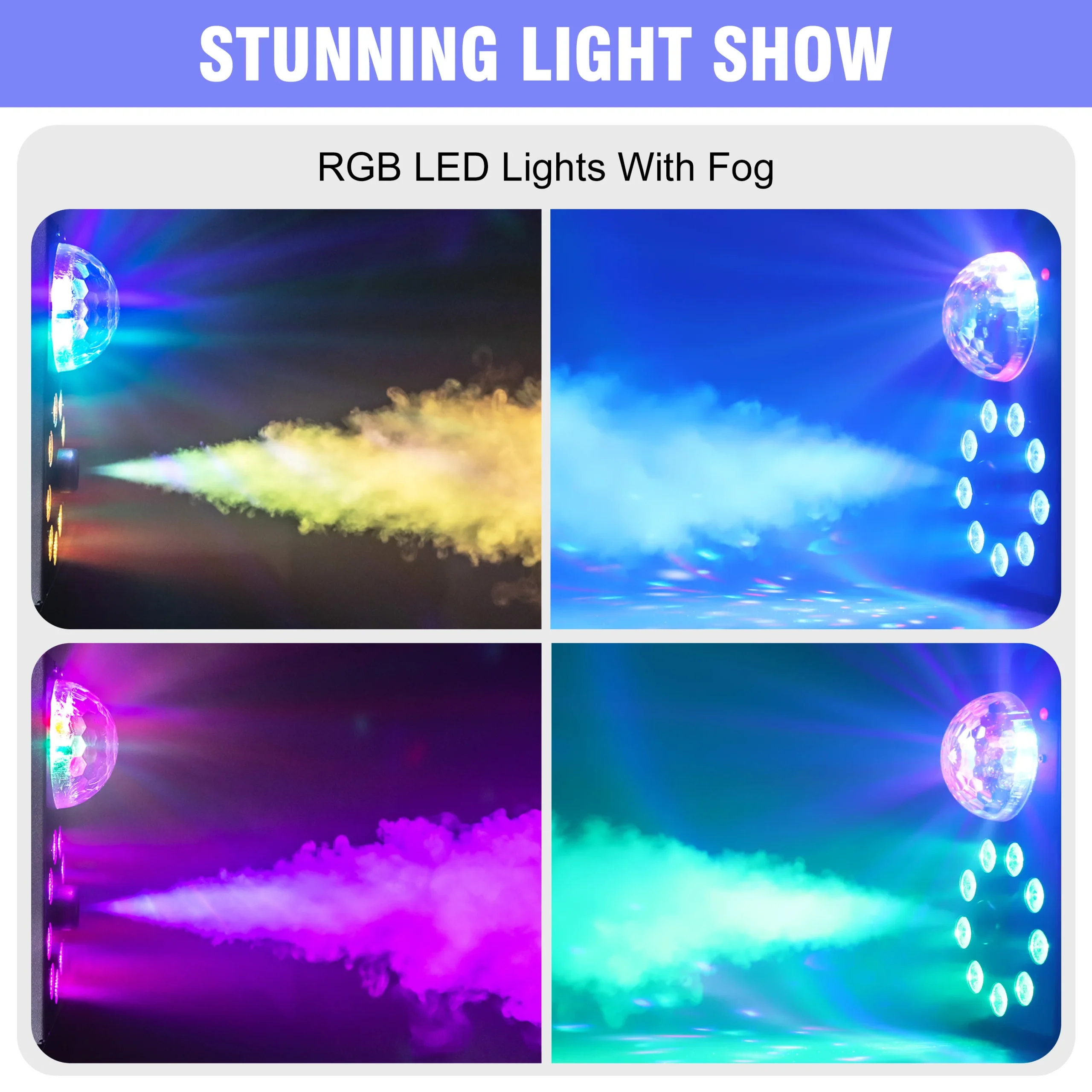 U'King 700W Nebelmaschine Drahtlose Fernbedienung Effekt Fogger 3in1 LED RGB Bühnenlicht Nebelmaschine DJ Disco Party Halloween 3