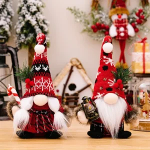 2Pcs Santa Claus Ornament Dekoration Weihnachten Gnome Puppe Neue Jahr Weihnachten Geschenk Paar Ornament Spazierstock Weihnachten Puppen