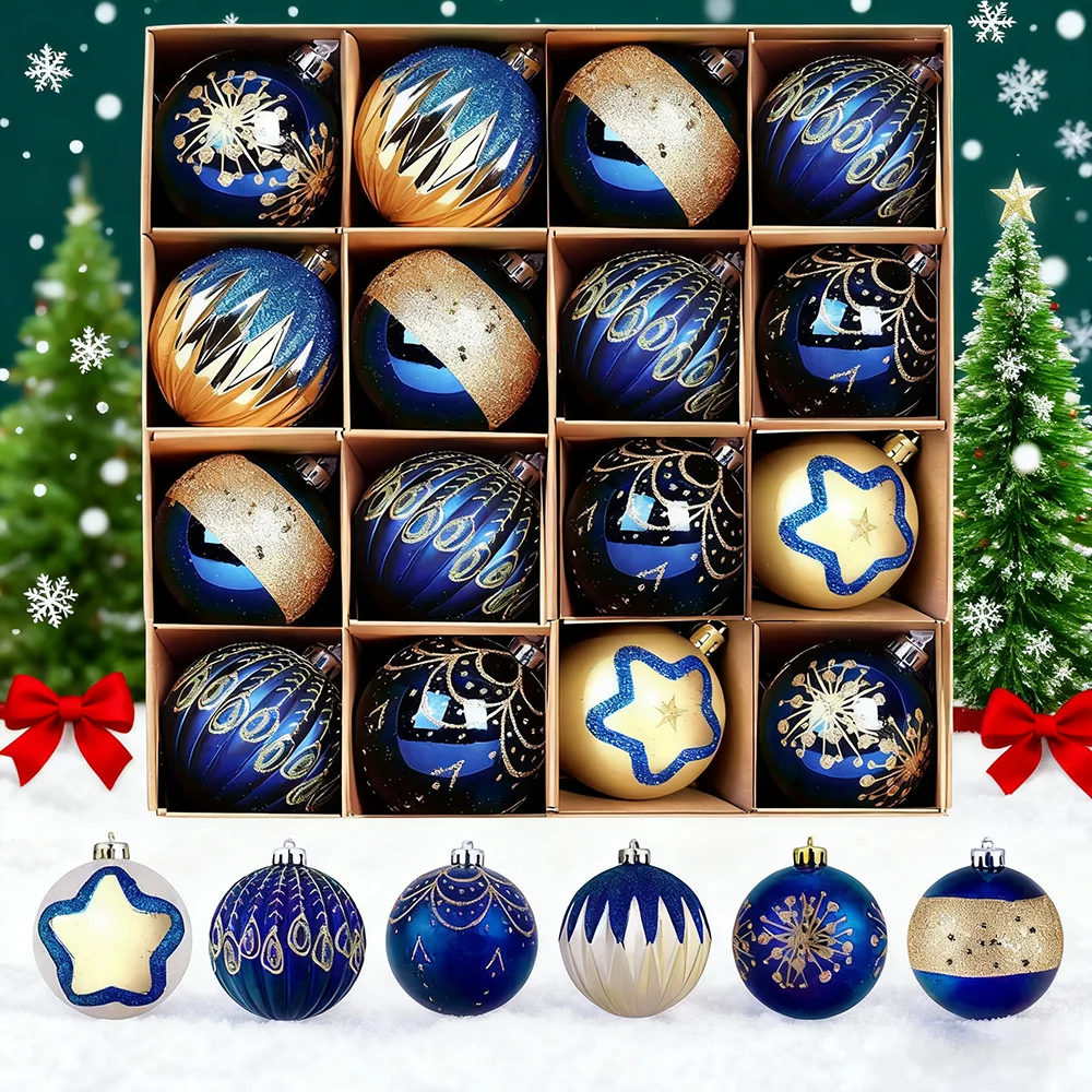 Weihnachtskugel, Weihnachtsdekoration, bunt, galvanisiert, für Festival, Party, Weihnachtsbaum, Ornament, Kugel-Set, Heimdekoration, Geschenkbox