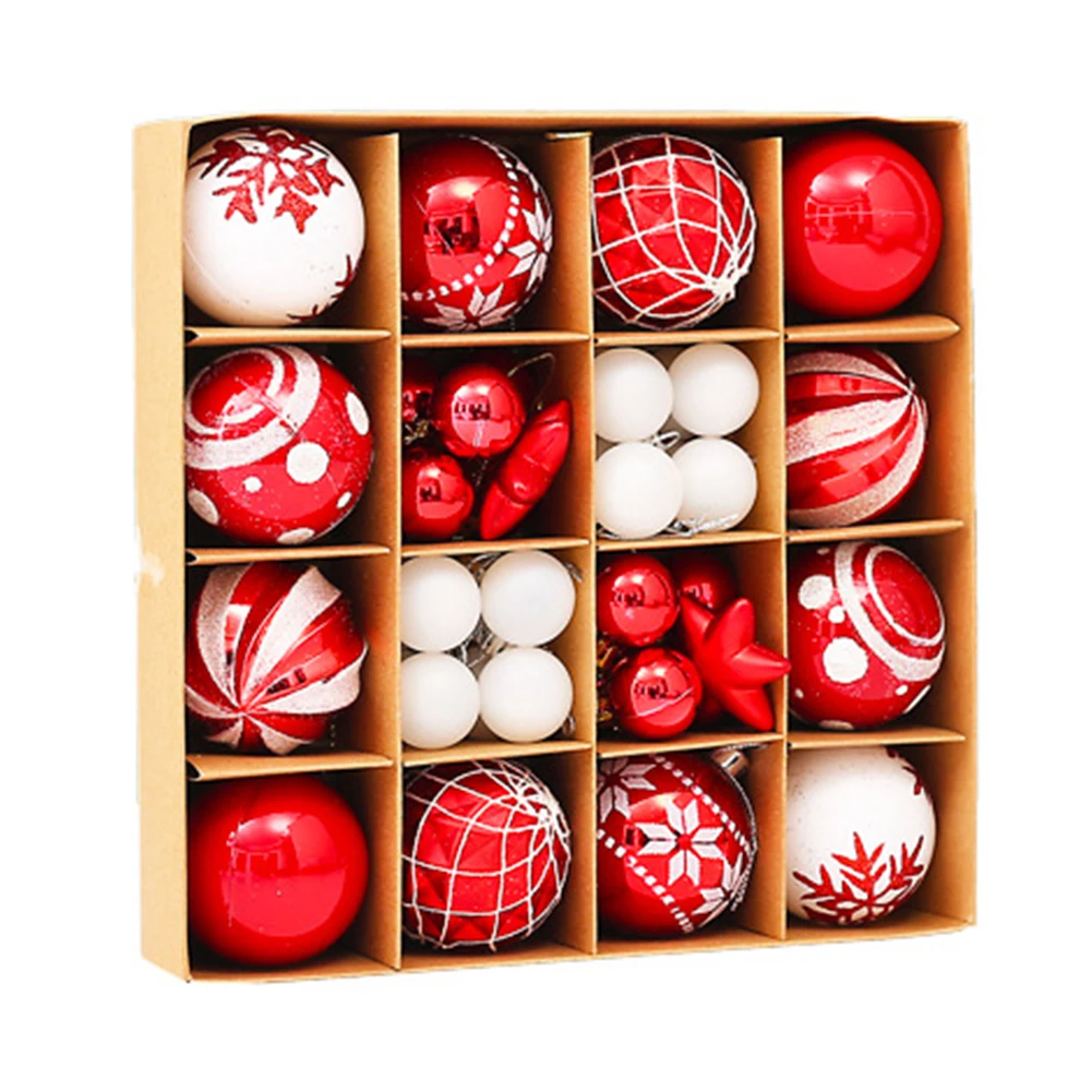 42 Stück 6 cm Weihnachtskugel-Ornamente aus Kunststoff, Weihnachtsschmuck, Festival-Anhänger, Behänge, Party-Dekorationen für den Weihnachtsbaum 2