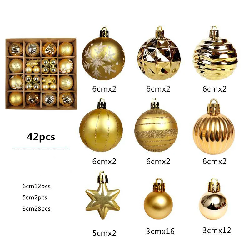 Weihnachten 3-6 cm Boxed Ball Anhänger 42 Stücke/44 Stücke Farbe Weihnachtsbaum Ball Dekoration Set Kreative Urlaub Geschenke für Freunde 4