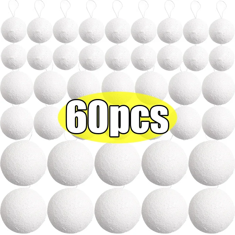 4/6/8 cm weiße Schaum-Weihnachtskugel, Schneebälle für Weihnachtsbaum, hängende Anhänger, Weihnachtskugeln, Ornamente, Neujahrsparty, Heimdekoration 2