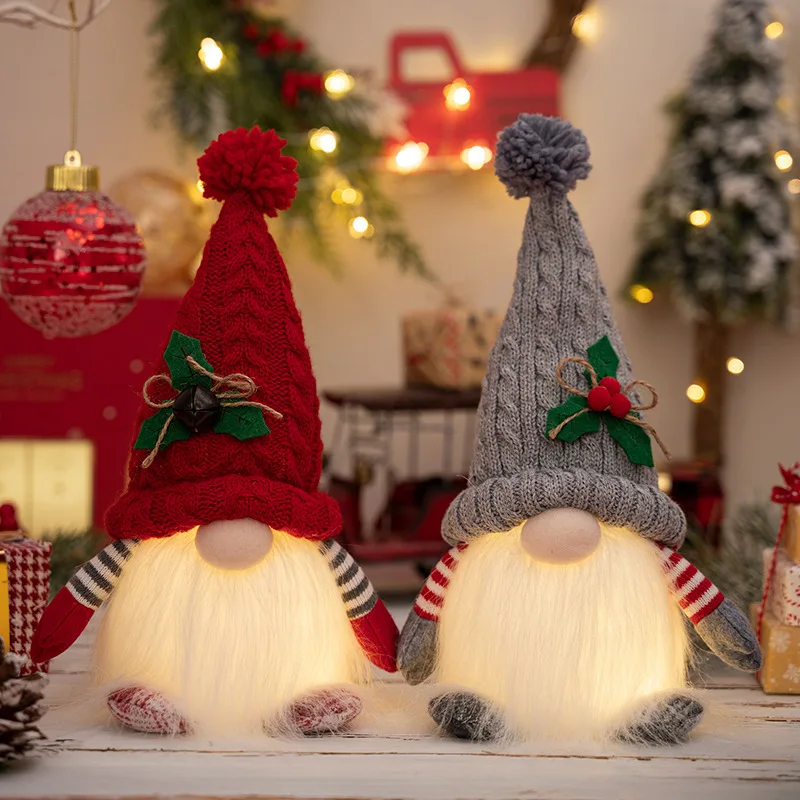 1 ~ 4 stücke 2025 Weihnachten Puppe Elf Gestrickte Gnome mit Led Nachtlicht Weihnachten Dekorationen für Zuhause Weihnachten navidad Neue Jahr 2025 Geschenk 2