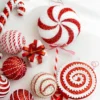 Rot und weiß Candy Lollipop Cane Weihnachtskugel Weihnachtsbaum hängende Anhänger Ornament für Weihnachten Neujahr Party Dekor 3