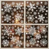 Neujahrstapete, Weihnachten Glitzer Schneeflocke Fensteraufkleber, elektrostatische Wandaufkleber Schneeflocke Tür Glas Dekor Aufkleber