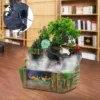 Wasserbrunnen für den Innenbereich, Felsgarten, Ornamente, Wasserfallbrunnen aus Kunstharz mit LED-Beleuchtung und Zerstäubertisch, Wasserfunktion 4