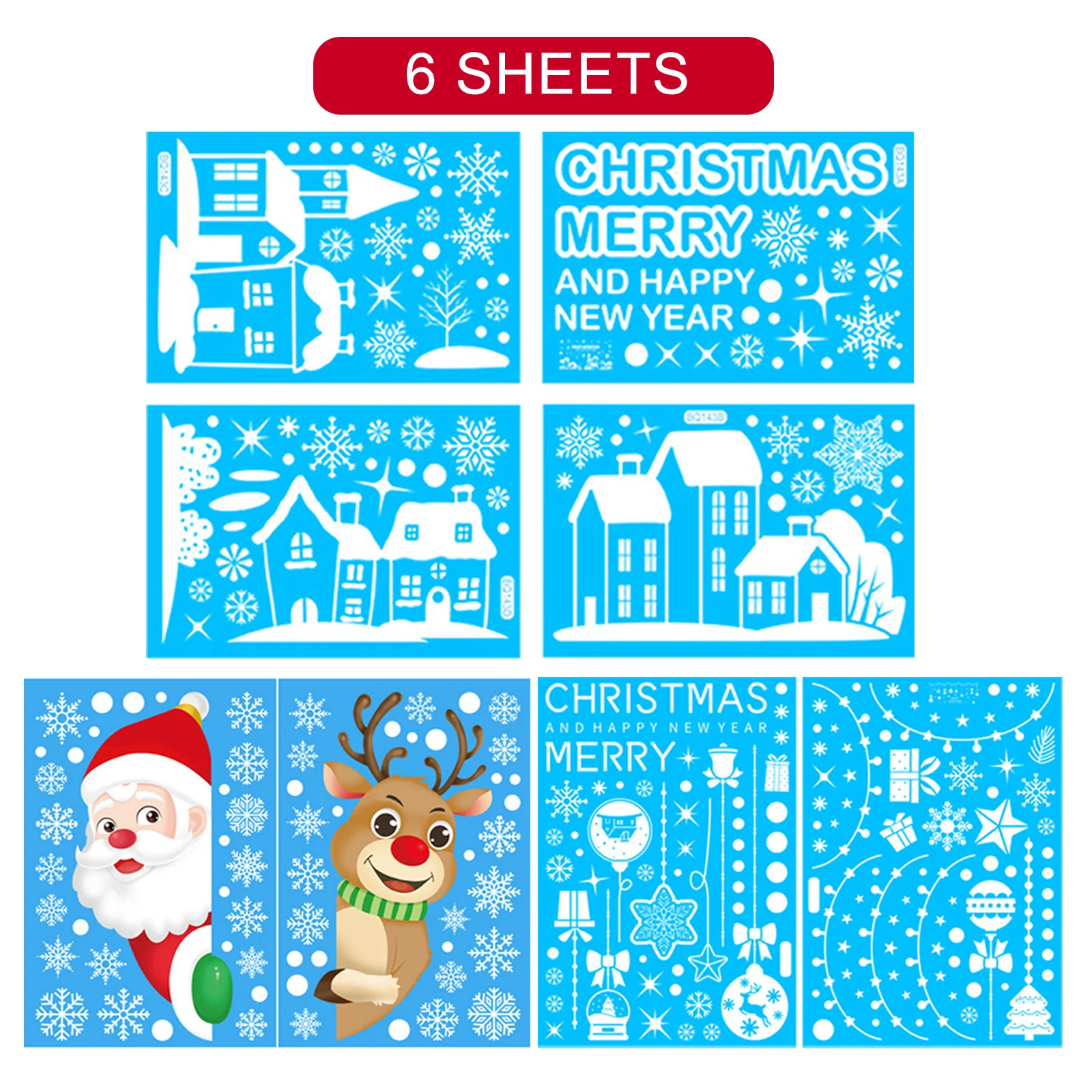 Weihnachten Fenster Aufkleber Set Santa Elch Schneeflocke Glas Cling Aufkleber Weihnachten Dekor 4
