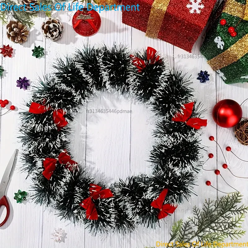 2M Weihnachtsdekoration Girlande Weihnachtsbaum Ornament Weiß Dunkelgrün Zuckerrohr Lametta Bar Tops Band Party Anhänger Hochzeit Wanddekoration 6