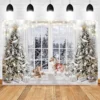 Winterlandschaft Fensterhintergrund Schnee Landschaft Baum Fotografie Hintergrund für Kinder Familie Weihnachten Neujahr Party Fotostudio 4