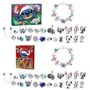 2025 Neue Stich Mickey Weihnachten Adventskalender Armbänder 24 Tage Weihnachten Countdown-Kalender Diy Schmuck Mädchen Halloween Weihnachtsgeschenk