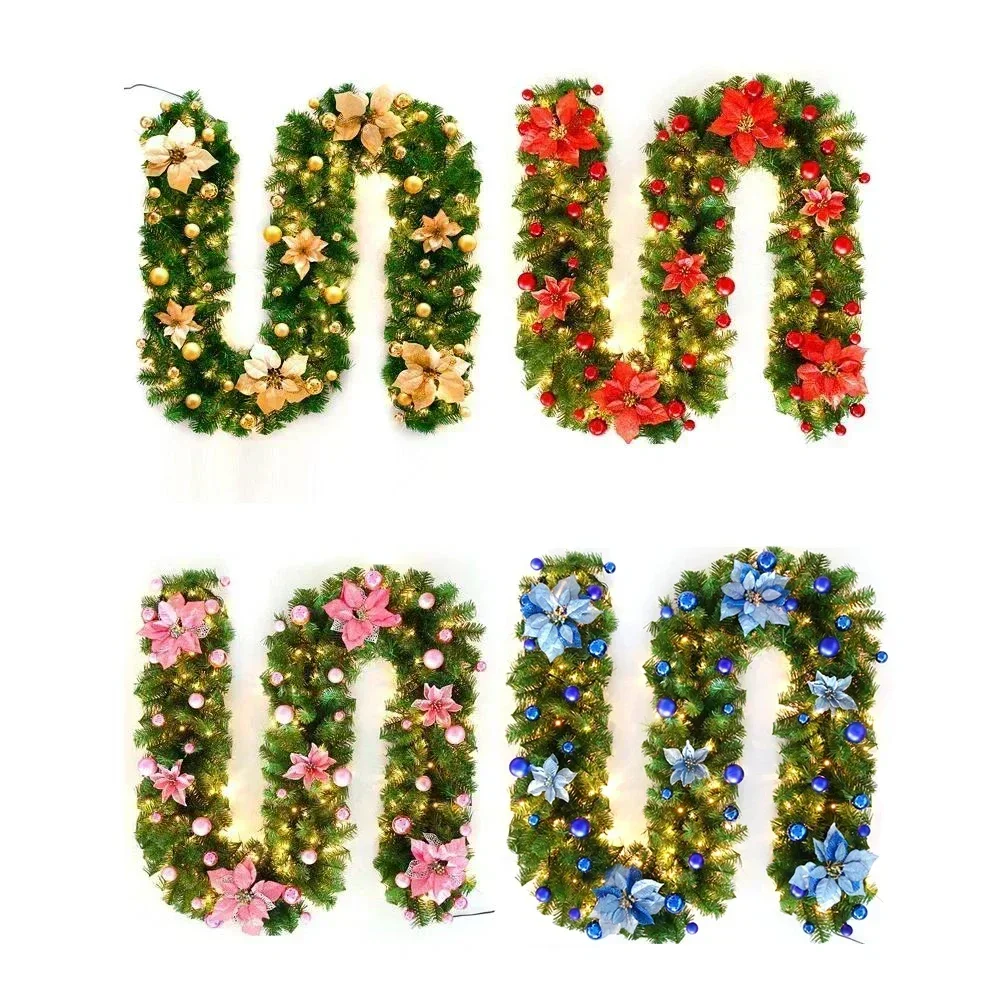 Weihnachtsgirlanden mit Tannenzapfen, rote Beeren, künstliche Weihnachtskränze für Zuhause, Weihnachtsbaum, Treppe, Tür, Neujahrsdekoration