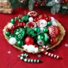 56 Teile/schachtel Weihnachten Ball Donut Cane Candy Tannenzapfen Ornament Rot Weiß Grün Weihnachten Baum Anhänger Weihnachten Neue Jahr Decor Navidad 2