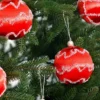 9 Stück 3,15 Zoll Seidenfaden bedeckte Weihnachtskugel-Ornamente aus Satin, bruchsichere Blasen-Set, Weihnachtsbaum-Hängedekorationen 4