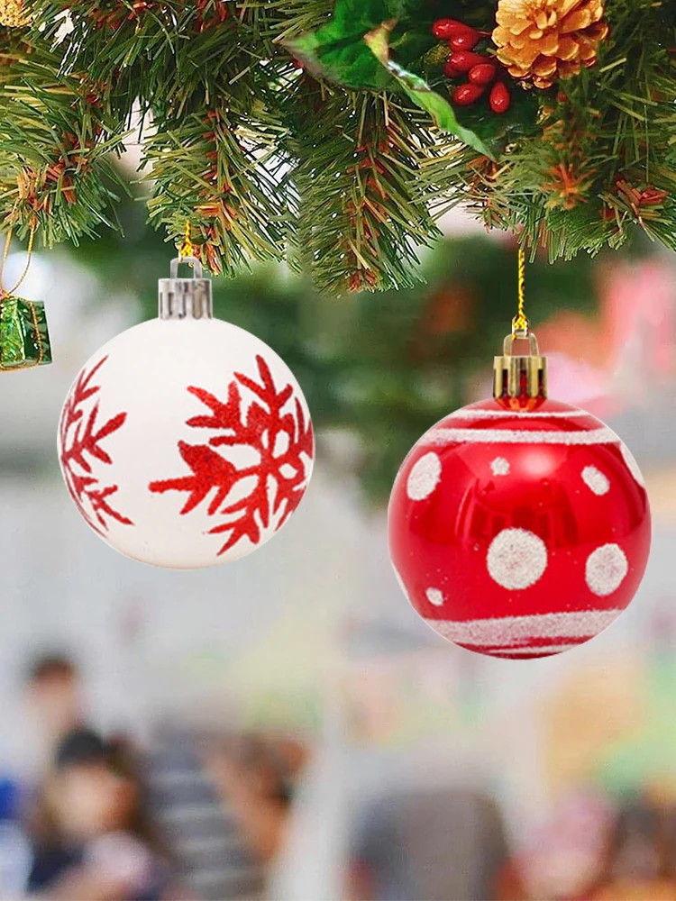 42 Stück 6 cm Weihnachtskugel-Ornamente aus Kunststoff, Weihnachtsschmuck, Festival-Anhängerbehänge für Weihnachtsbaum, Urlaub, Hochzeit, Party 6