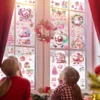 Weihnachtsdekorationen, Szenenanordnung, Glasaufkleber, Fensteraufkleber, Fenster, statischer Aufkleber