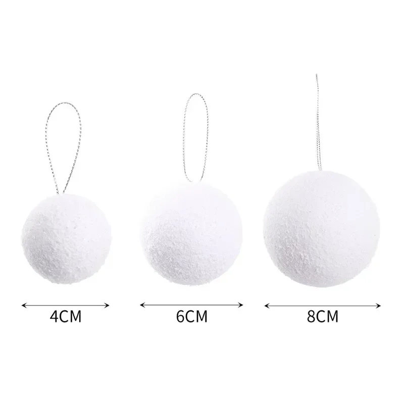 4/6/8 cm weiße Schaum-Weihnachtskugel, Schneebälle für Weihnachtsbaum, hängende Anhänger, Weihnachtskugeln, Ornamente, Neujahrsparty, Heimdekoration 6