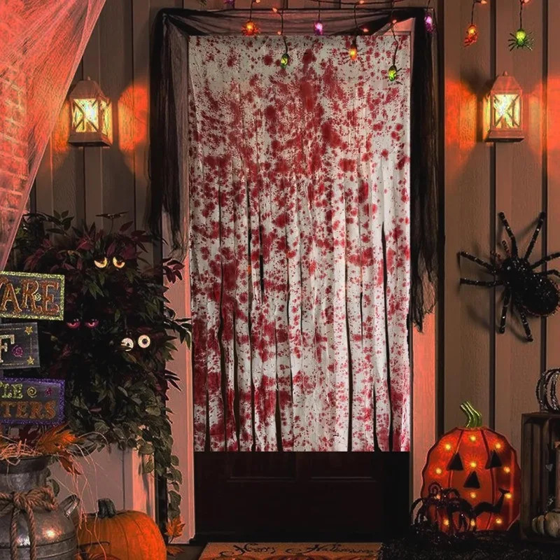 FePen 2pcs Halloween Türvorhang, Halloween Türvorhang, Halloween Blutiger Türvorhang,