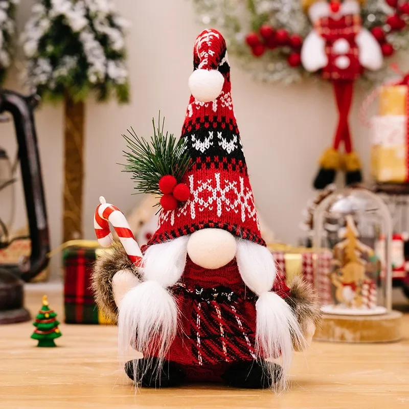 2Pcs Santa Claus Ornament Dekoration Weihnachten Gnome Puppe Neue Jahr Weihnachten Geschenk Paar Ornament Spazierstock Weihnachten Puppen 4