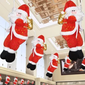 Frohe Weihnachten Hängen Santa Claus Klettern Seil Puppe Anhänger Weihnachten Baum Ornament Weihnachten Dekorationen Anhänger