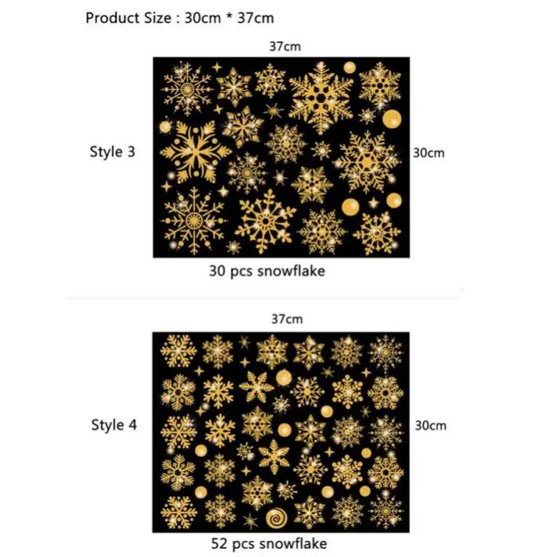1/2/4PCS New Year wallpaper Christmas Glitter Snowflake Window Sticker electrostatic Wall Stickers Snowflake Door Glass Decor 2