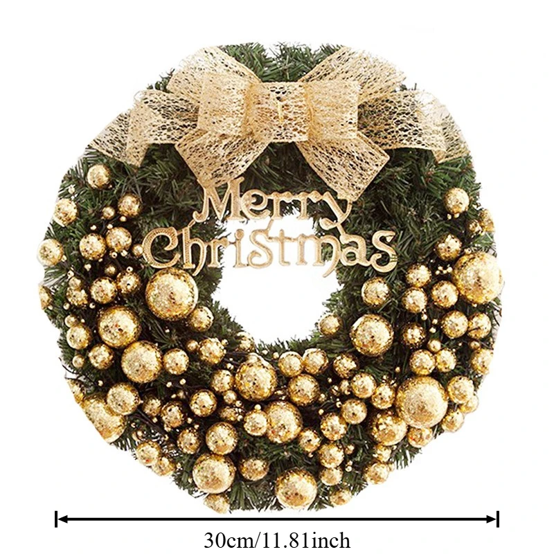 Weihnachtskranz mit 30 cm Durchmesser, Rattanimitat, Kunststoffmaterial, Türbehang, Blumenkranz, Weihnachtsfensterdekoration 4