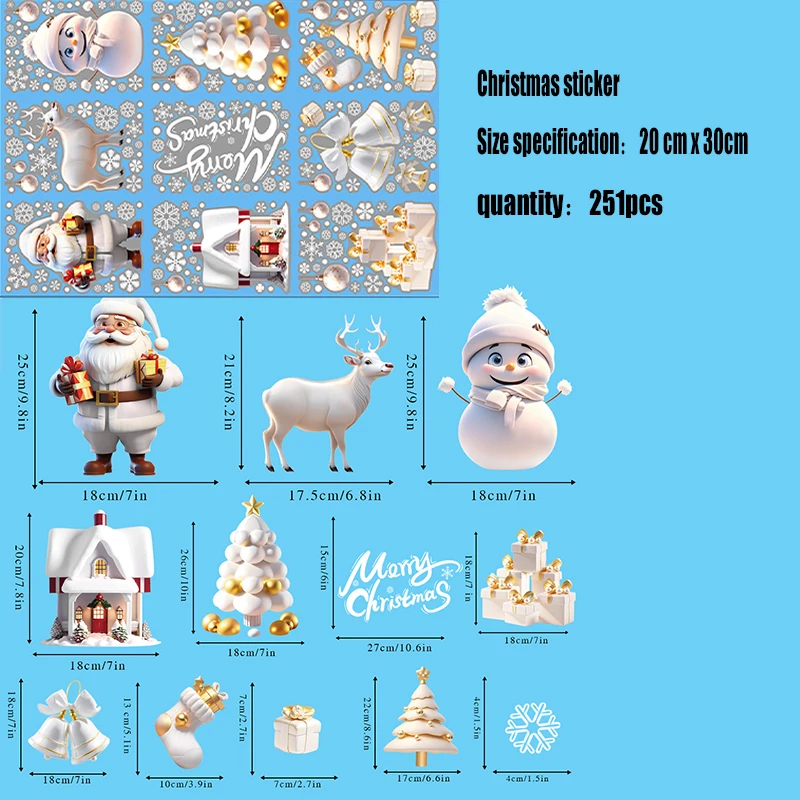 2025 Weihnachten elektrostatische Wandaufkleber Weihnachten Fensteraufkleber wiederverwendbare PVC weiße Schneeflocken Weihnachtsraumdekoration 4