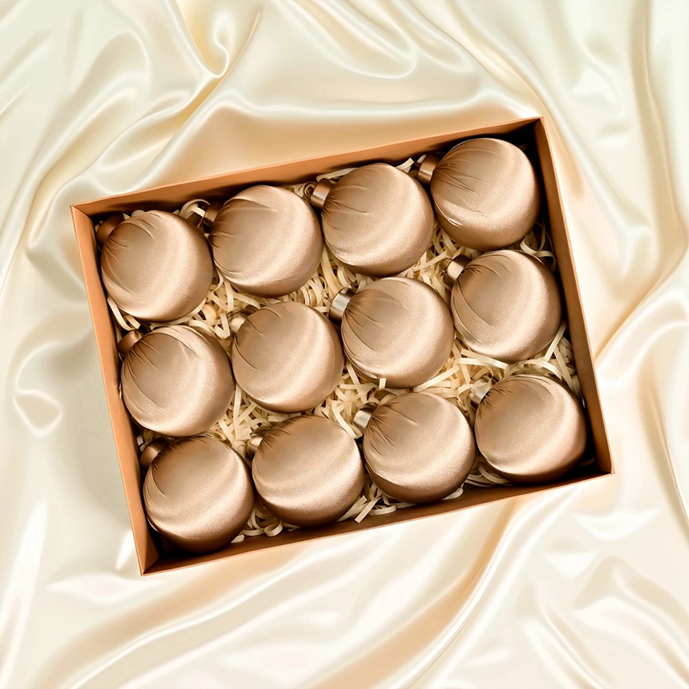 12 Stück 2,36 Zoll Satin Weihnachtskugel Anhänger Weihnachtsbaum Dekoration Kugel Set mit Geschenkbox Neujahr Weihnachten dekorative Kugel 3