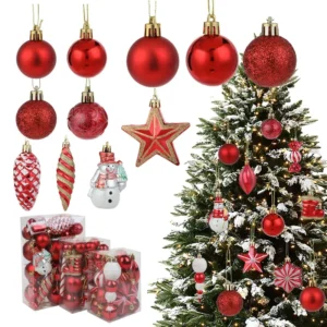 29/20 Stück Weihnachtsbaumkugeln, roter Zuckerstangen-Hängeornament, große Anhänger, Weihnachtsdekorationen für Zuhause, 2025, Navidad, Neujahr